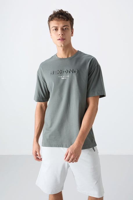 Übergroßes Baumwoll-Polyester Logo T-Shirt - Image 1