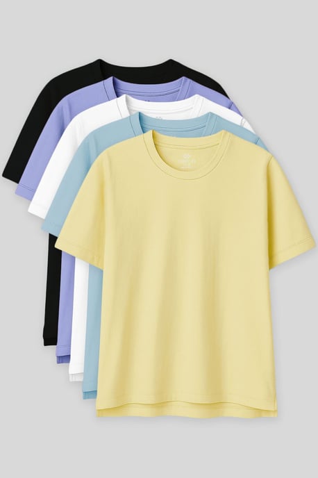 Oversized Baumwoll-Modal Rundhals-T-Shirt - Image 1