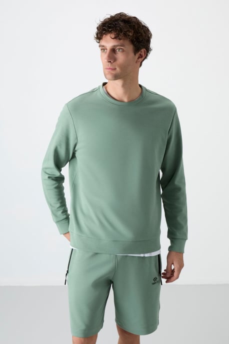 Herren Unifarben Rundhals-Sweatshirt - Image 3
