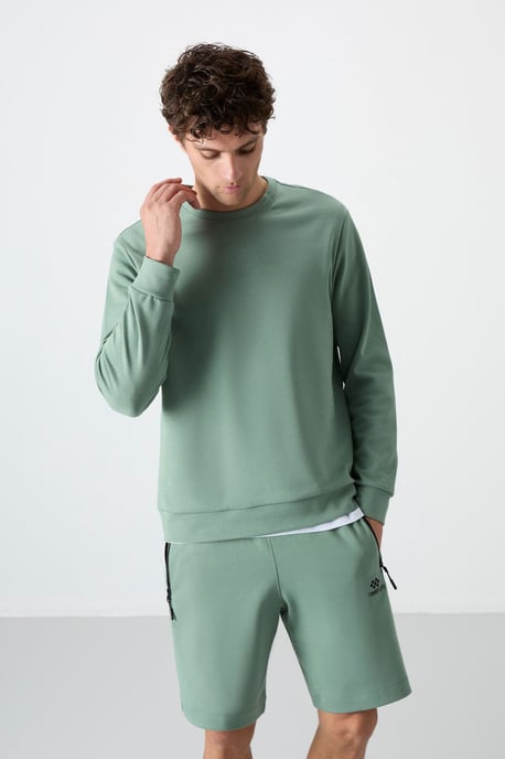Herren Unifarben Rundhals-Sweatshirt - Image 5