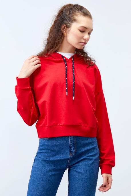Lässiges Kapuzensweatshirt mit Bindegürtel - Image 3