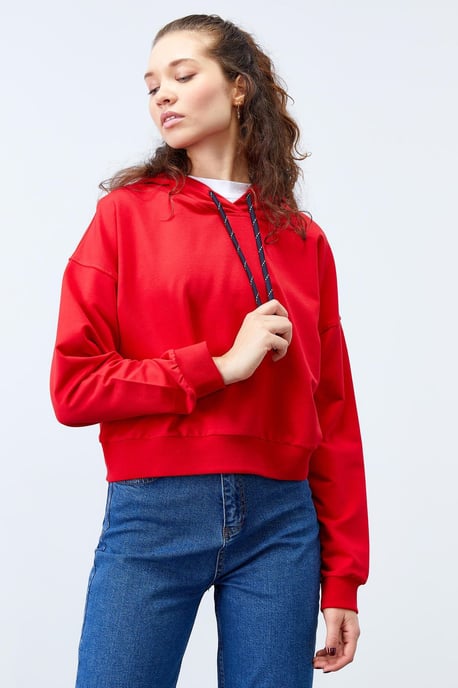 Lässiges Kapuzensweatshirt mit Bindegürtel - Image 5