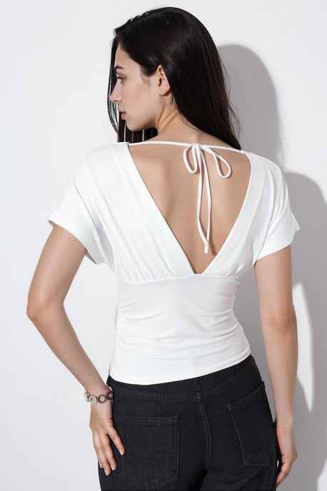 Taillierte Crop-Bluse mit Bindebanddetails - Image 2