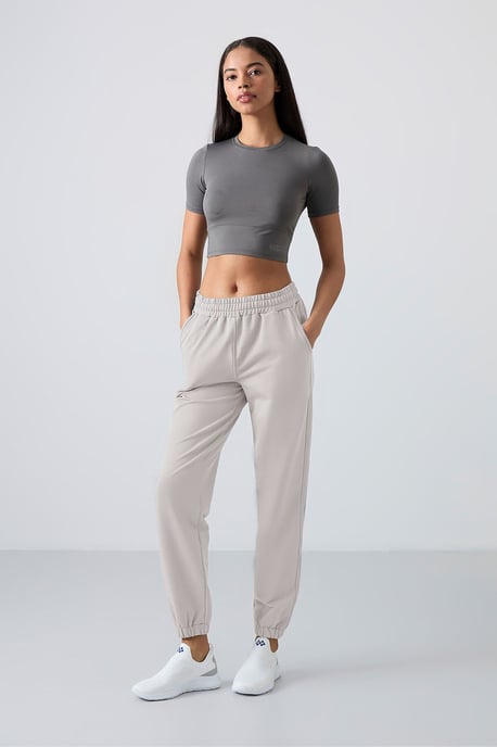 Damen Hochbundige Relaxed Fleece Jogginghosen - Image 2