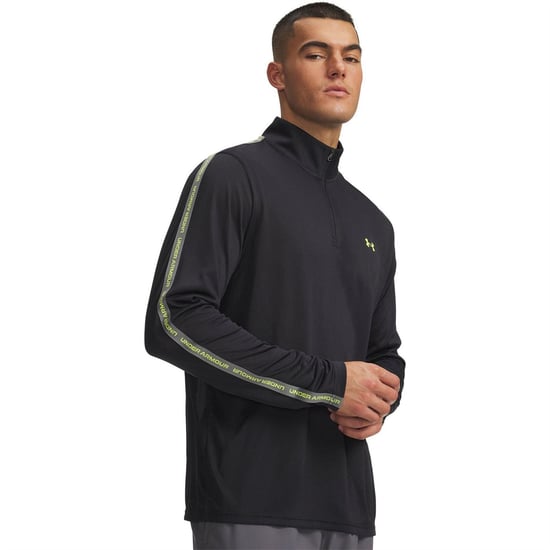 Under Armour - "Tech" mit halbem Reißverschluss Oberteil für Herren Strukturiert (Schwarz/Grün) - Image 1