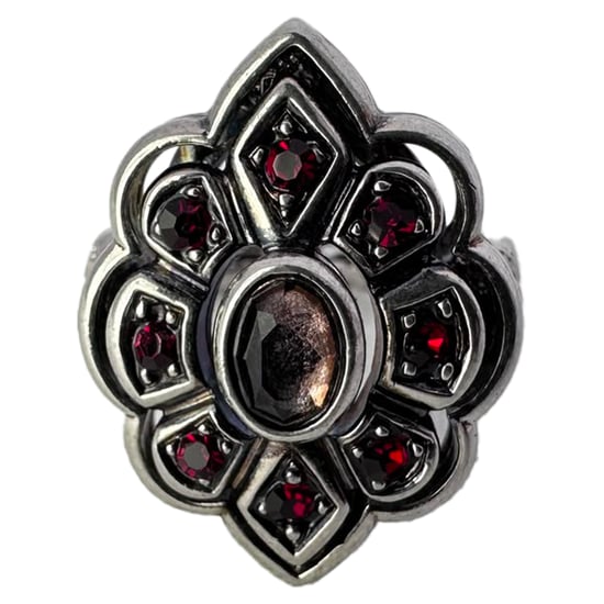Gucci Ring mit roter Kristallblume aus silberfarbenem Metall - Image 4