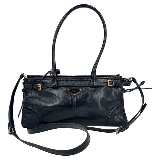 Prada Bonnie Schultertasche (mittelgroß) aus schwarzem Leder - Image 1