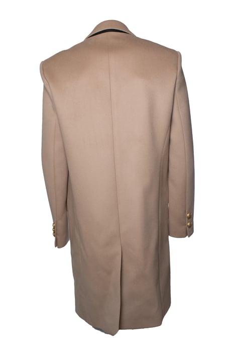 Balmain, beigefarbener Wollmantel mit goldenen Knöpfen - Image 2
