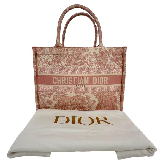 Dior Medium Book Tote Tasche aus rosafarbenem Canvas mit Toile-de-Jouy-Stickerei - Image 2