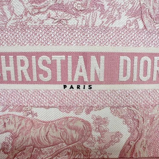Dior Medium Book Tote Tasche aus rosafarbenem Canvas mit Toile-de-Jouy-Stickerei - Image 4