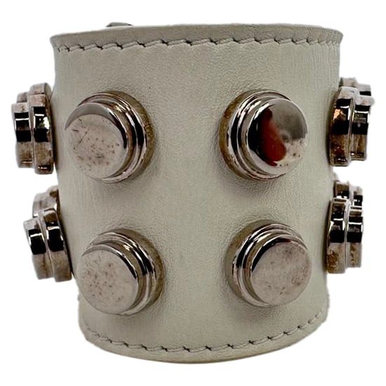 Saint Laurent Wickelarmband mit Nieten aus weißem Leder - Image 2