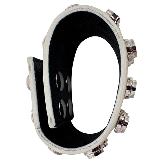 Saint Laurent Wickelarmband mit Nieten aus weißem Leder - Image 4