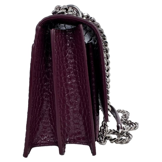Saint Laurent Medium Sunset Schultertasche aus burgunderrotem Leder mit Krokodilprägung - Image 5