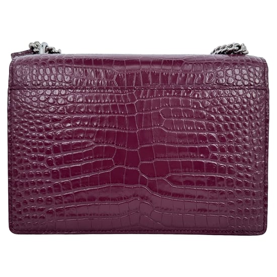 Saint Laurent Medium Sunset Schultertasche aus burgunderrotem Leder mit Krokodilprägung - Image 6