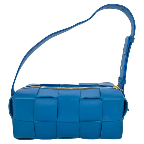 Bottega Veneta Small Brick Cassette Schultertasche aus blauem Lammleder - Image 3