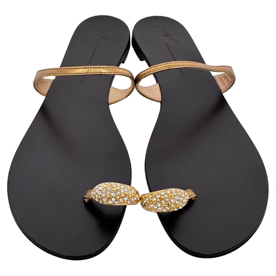 Giuseppe Zanotti Ring Flat Sandalen aus schwarzem Leder - Image 3