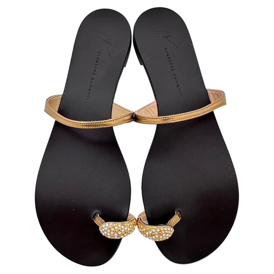 Giuseppe Zanotti Ring Flat Sandalen aus schwarzem Leder - Image 4