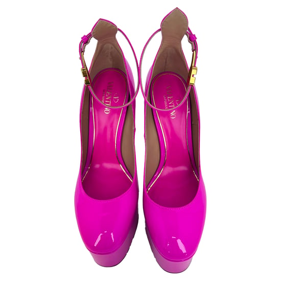 Valentino Garavani Tan-Go Plateau-Pumps aus rosa Lackleder - Image 4