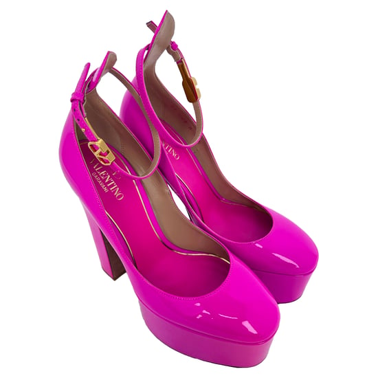 Valentino Garavani Tan-Go Plateau-Pumps aus rosa Lackleder - Image 6