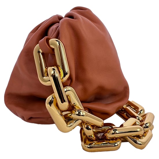 Bottega Veneta Ketten-Pouch-Tasche aus braunem Kalbsleder - Image 3