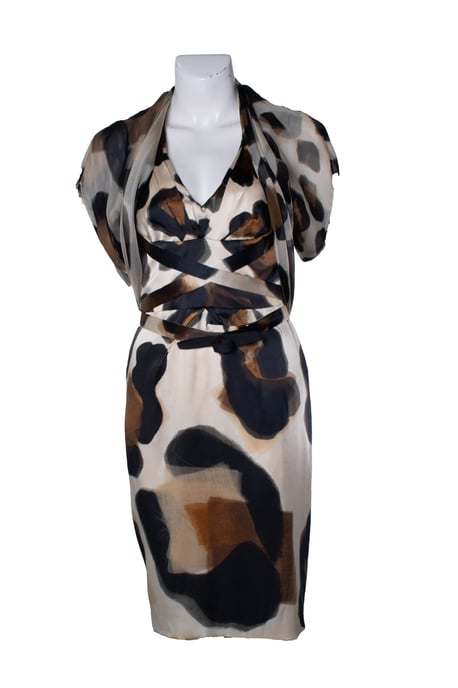Versace, bedrucktes Seidenkleid mit Bolero - Image 1