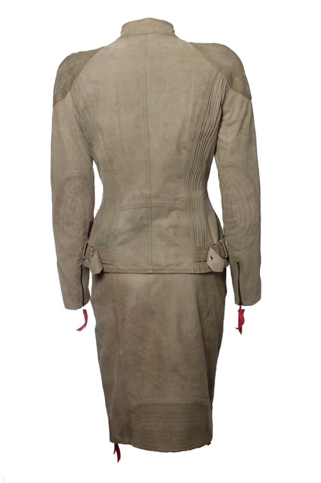 Christian Dior, grüne Wildleder-Bikerjacke und Rock - Image 2