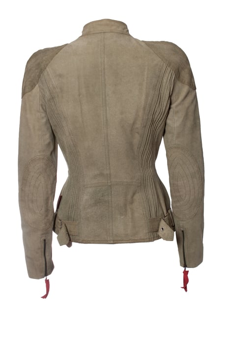 Christian Dior, grüne Wildleder-Bikerjacke und Rock - Image 6