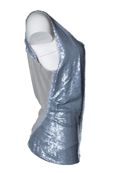 Donna Karan, graues, metallisch schimmerndes Paillettenoberteil - Image 4