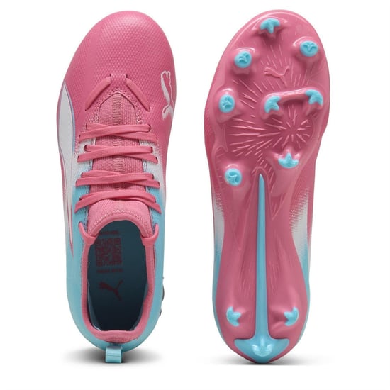 Puma - "Ultra 5 Match" Fußballschuhe mit festem Boden für Kinder (Pink/Weiß) - Image 3