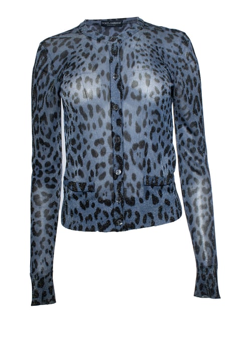 Dolce & Gabbana, Leoparden-Lurex-Cardigan in Blau - Image 1