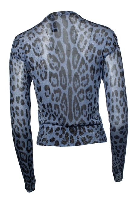 Dolce & Gabbana, Leoparden-Lurex-Cardigan in Blau - Image 2