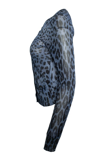 Dolce & Gabbana, Leoparden-Lurex-Cardigan in Blau - Image 3