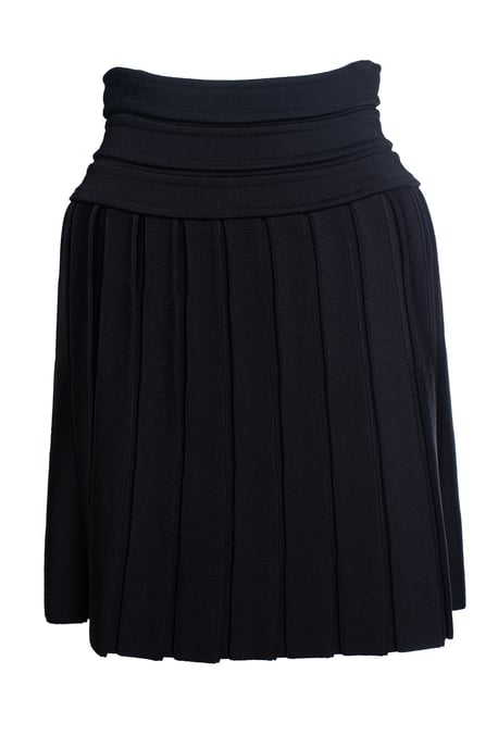 Balmain, plissierter, figurbetonter Rock in Schwarz - Image 1
