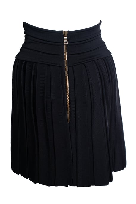 Balmain, plissierter, figurbetonter Rock in Schwarz - Image 3
