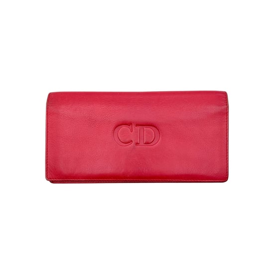 Dior Vintage Ledergeldbörse mit geprägtem CD-Logo - Image 1