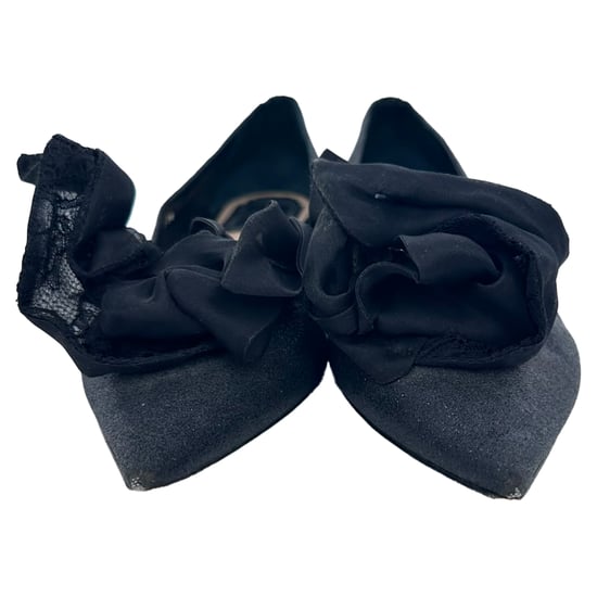 Dior Ballerinas mit Rosenverzierungen in Schwarz und Glitzer - Image 4