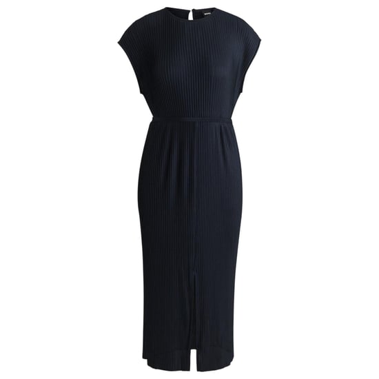 Boss - "Emaura" Midikleid für Damen, Rundhalsausschnitt, kurzärmlig (Dunkelblau) - Image 2