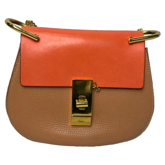 Chloé Mini Drew Ketten-Schultertasche aus orangefarbenem Leder - Image 1