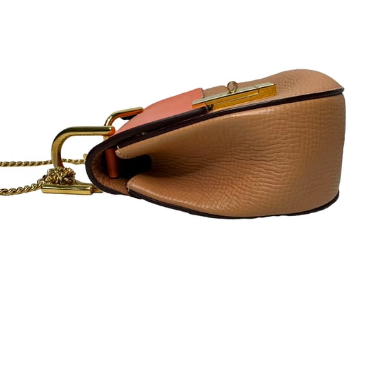 Chloé Mini Drew Ketten-Schultertasche aus orangefarbenem Leder - Image 4