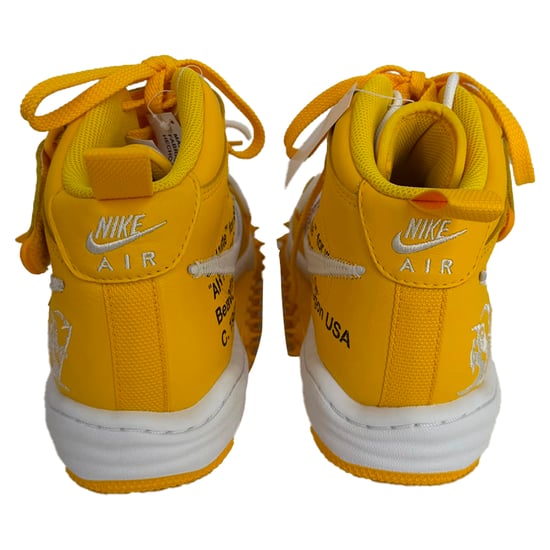 Nike x Off-White Air Force 1 Mid SP Sneaker in Weiß und Varsity Maize Leder - Image 3