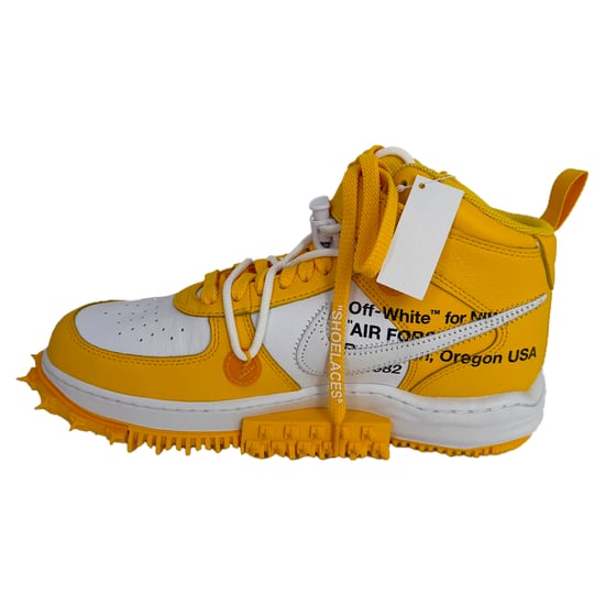 Nike x Off-White Air Force 1 Mid SP Sneaker in Weiß und Varsity Maize Leder - Image 4