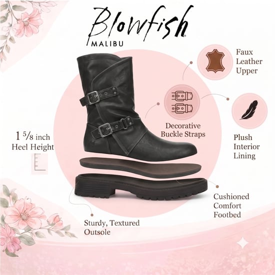 Blowfish Malibu Damen halbhohe Bikerstiefel aus schwarzem Kunstleder - Venice-2 - Image 2