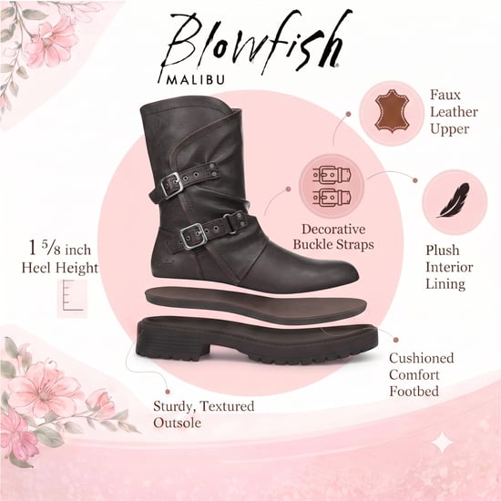 Blowfish Malibu Damen halbhohe Bikerstiefel aus weinrotem Kunstleder - Venice-2 - Image 2