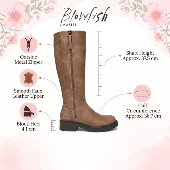 Blowfish Malibu Damen hohe Reitstiefel aus hellbraunem Kunstleder - Venice Tall - Image 2