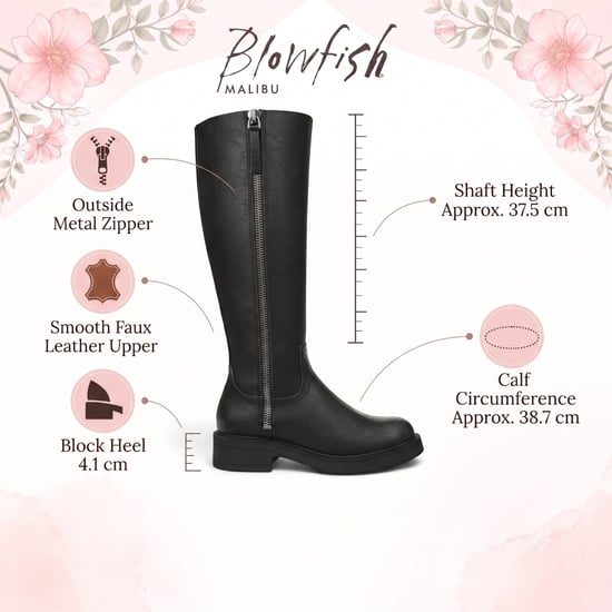 Blowfish Malibu Damen hohe Reitstiefel aus schwarzem Kunstleder - Venice Tall - Image 2