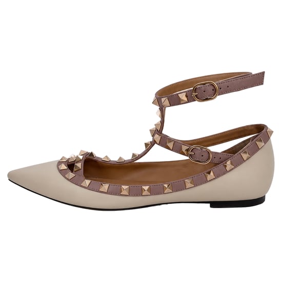 Valentino Garavani Rockstud Gitter Ballerinas aus weißem Leder - Image 2
