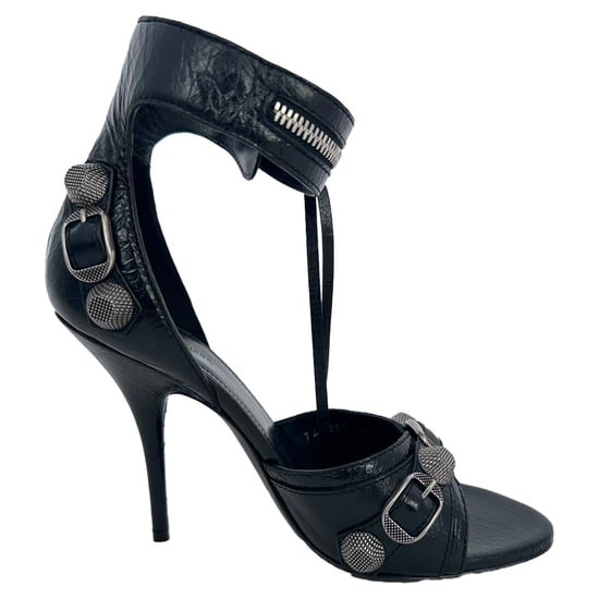Balenciaga Cagole 110 Sandalenabsätze aus schwarzem Lammleder - Image 1