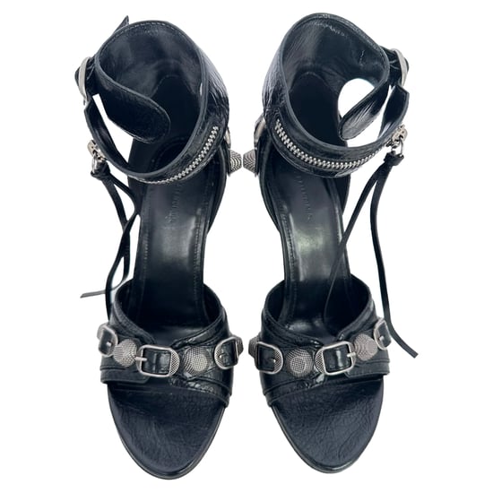 Balenciaga Cagole 110 Sandalenabsätze aus schwarzem Lammleder - Image 4
