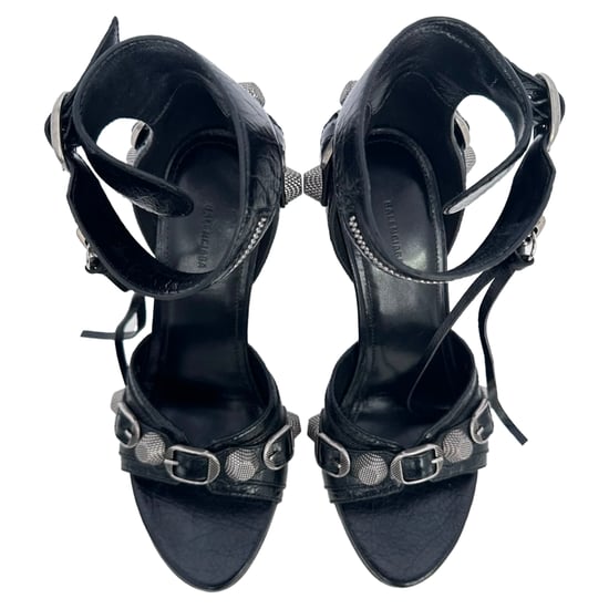 Balenciaga Cagole 110 Sandalenabsätze aus schwarzem Lammleder - Image 6