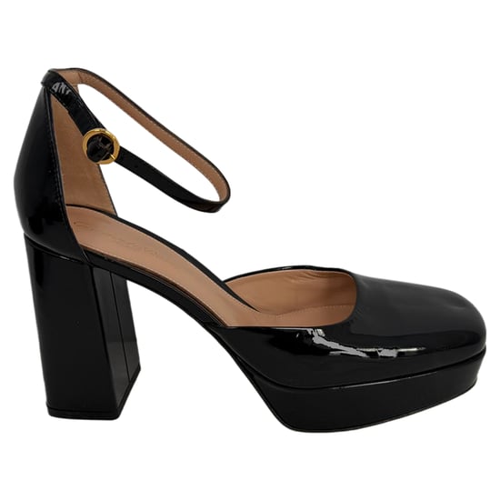 Gianvito Rossi Riemchen-Pumps mit Plateau aus schwarzem Lackleder - Image 1